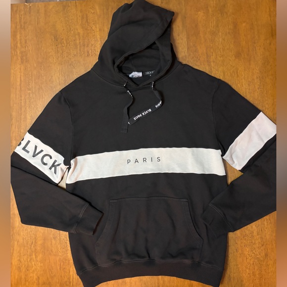Black Other - BLVCK Paris Black & White Block Logo Hoodie – Men’s Medium